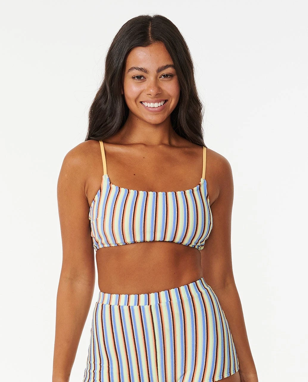 Tropics Stripe Longline Crop Bikini Top 3 Tropics Stripe Longline Crop Bikini Top